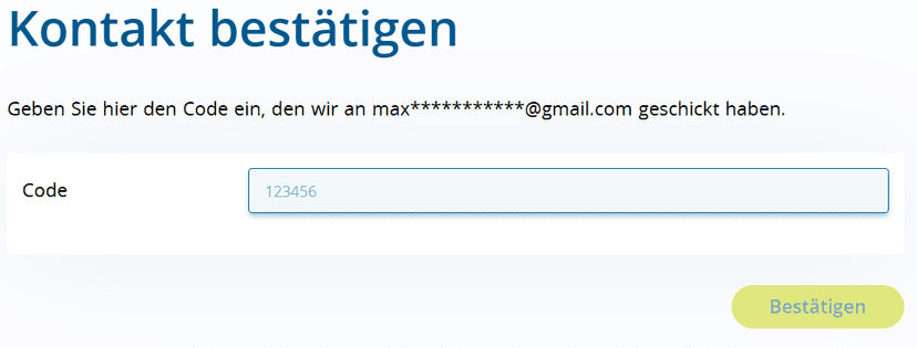 Maske Kontakt bestätigen im Kundenportal