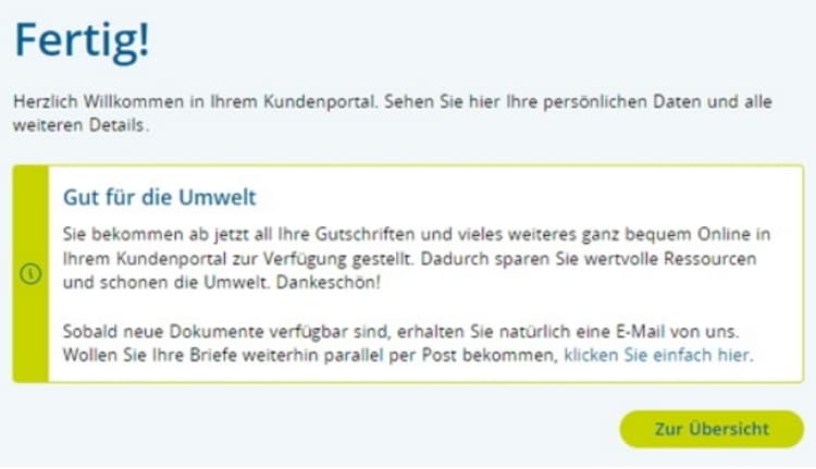 Screenshot aus dem Vorgang "Vertrag hinzufügen" im Kundenportal der EWE NETZ
